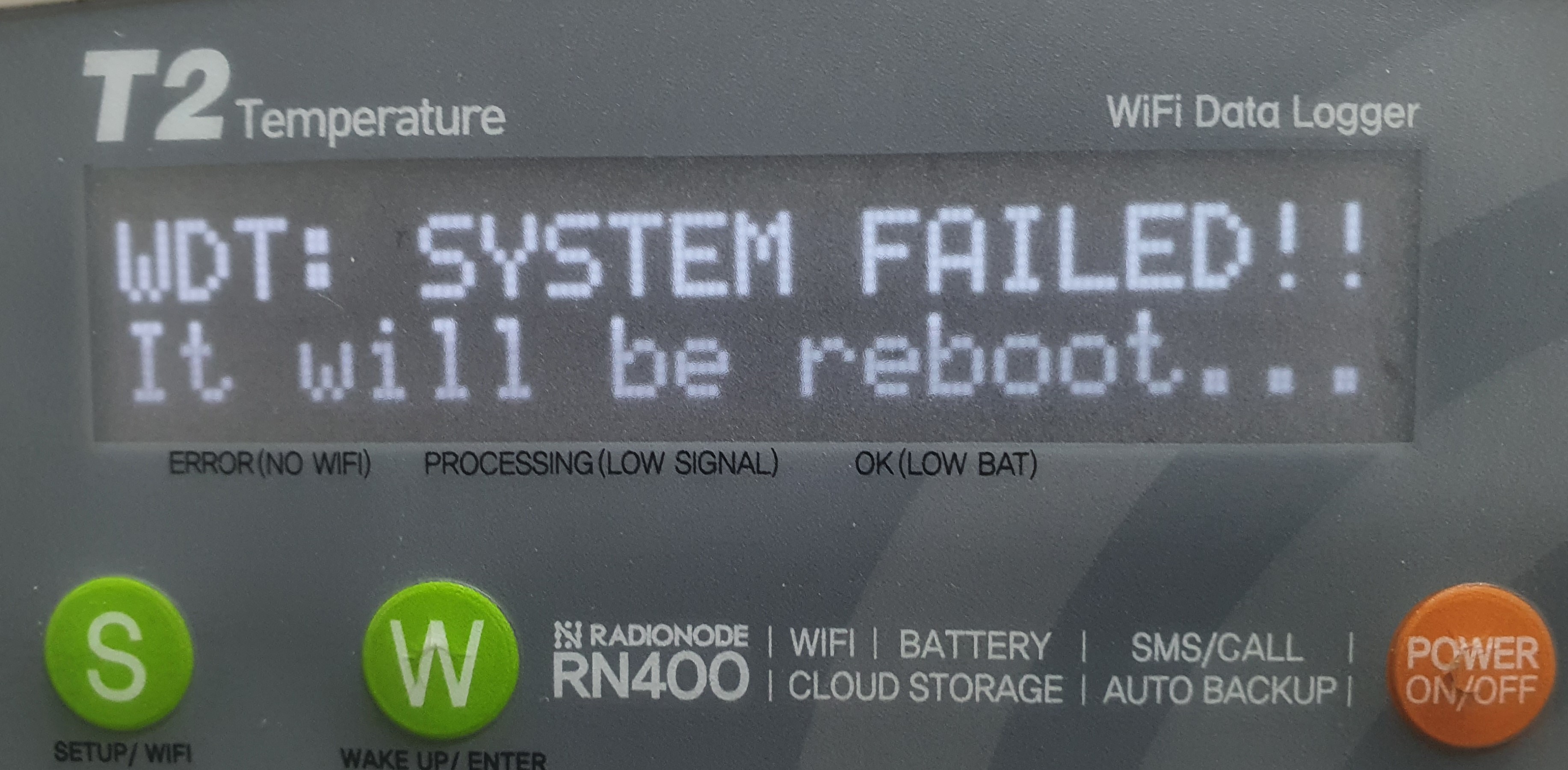 RN400 WDT:SYSTEM FAILED!! 메세지가 반복되어 뜨는 경우에는 어떻게 하나요?