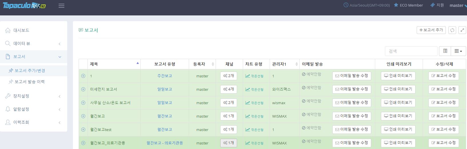 Radionode365에 보고서에는 어떤 기능이 있나요?