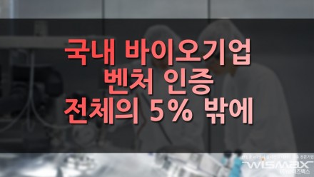 국내 바이오기업 벤처인증 전체의 5% 밖에 안된다?
