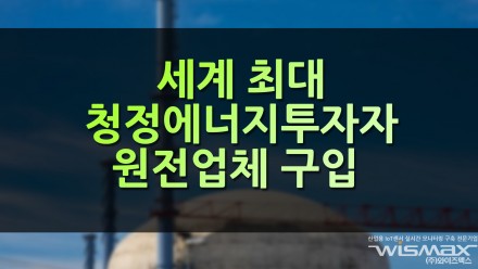 세계 최대 청정에너지 투자자 '원전업체' 구입
