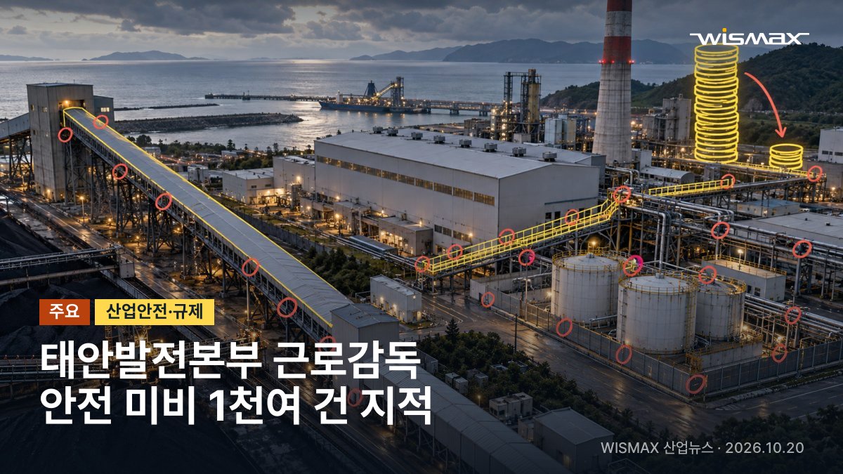 서부발전 태안발전본부 근로감독서 안전 미비 1천여 건 지적