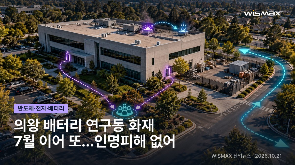 의왕 자동차 부품사 배터리 연구동 화재…7월 이어 또 발생