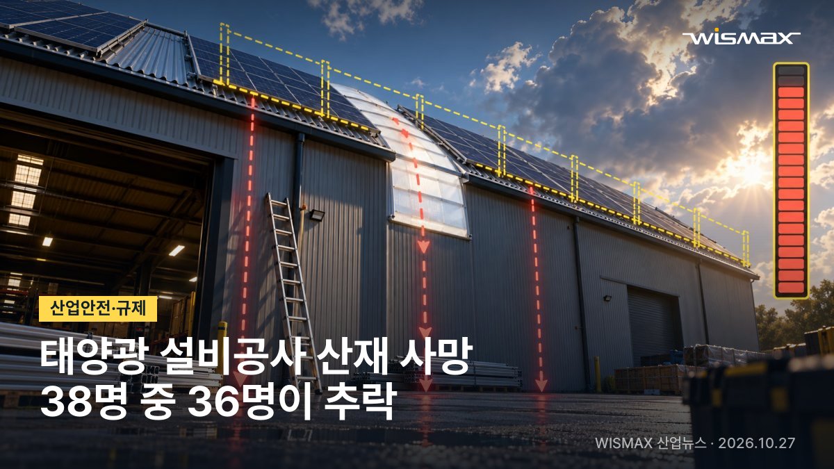 태양광 설비공사 산재 사망 38명 중 36명이 추락사…지붕서 29명
