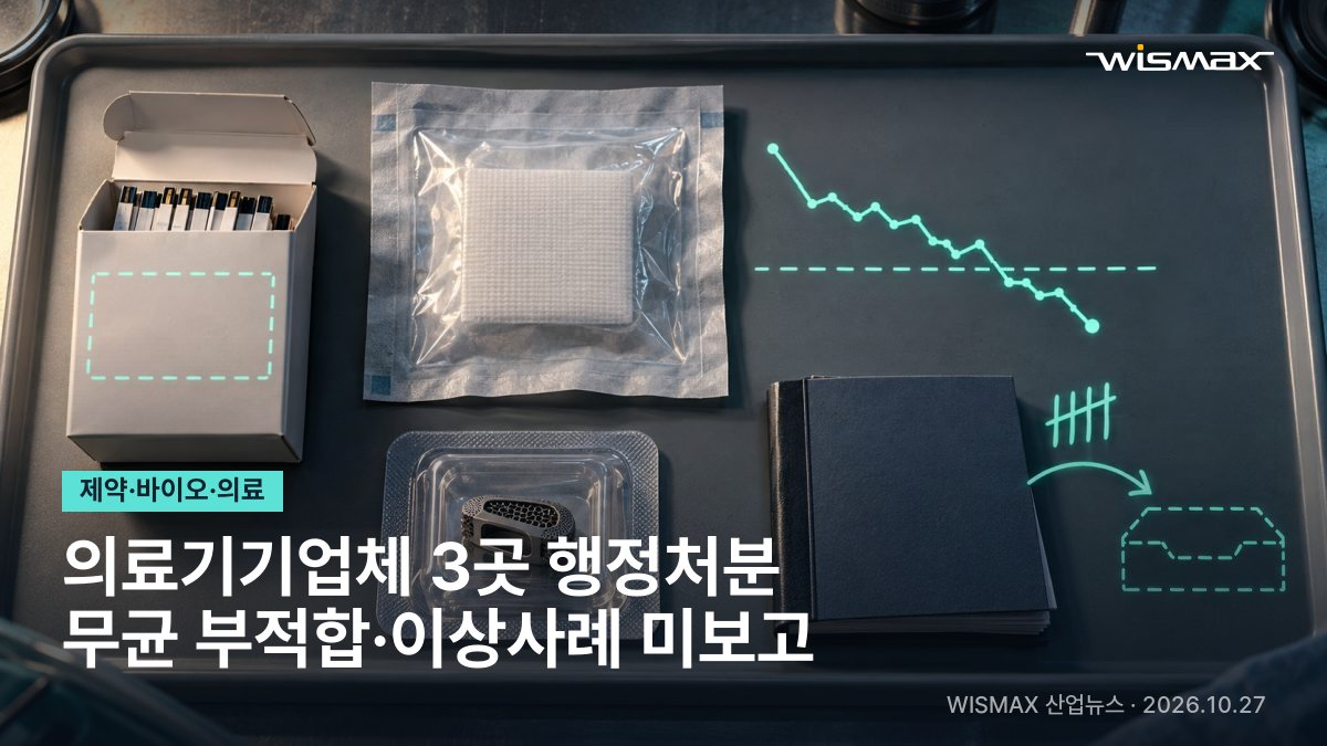 의료기기업체 3곳 행정처분…무균시험 부적합·이상사례 4건 미보고